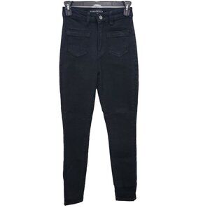 Prosperity Denim Women's Black Ultra High Rise Patch Pocket Skinny Jeans Size 24